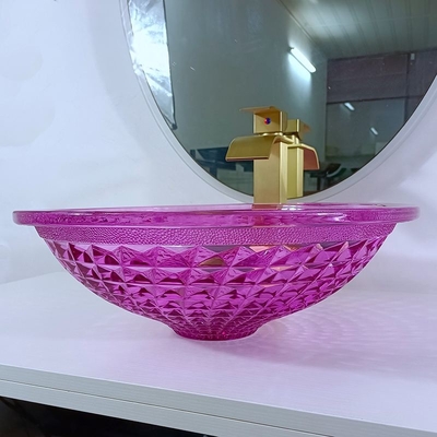 क्रिस्टल ग्लास 12 मिमी बैंगनी ग्लास सिंक बाउल रेस्टरूम 140 मिमी ऊंचाई आधुनिक के लिए
