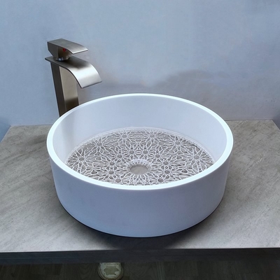 सफेद संगमरमर किनारे स्पष्ट ग्लास नीचे कांच सिंक कटोरा काउंटरटॉप सिंक