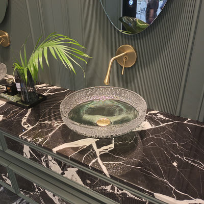 12 मिमी मोटी गोल ग्लास पोत बेसिन कोई ओवरफ्लो नहीं गोल 12 मिमी मोटाई